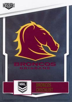 2022 NRL Elite - NRLW #NRLW01 Brisbane Broncos Checklist Front